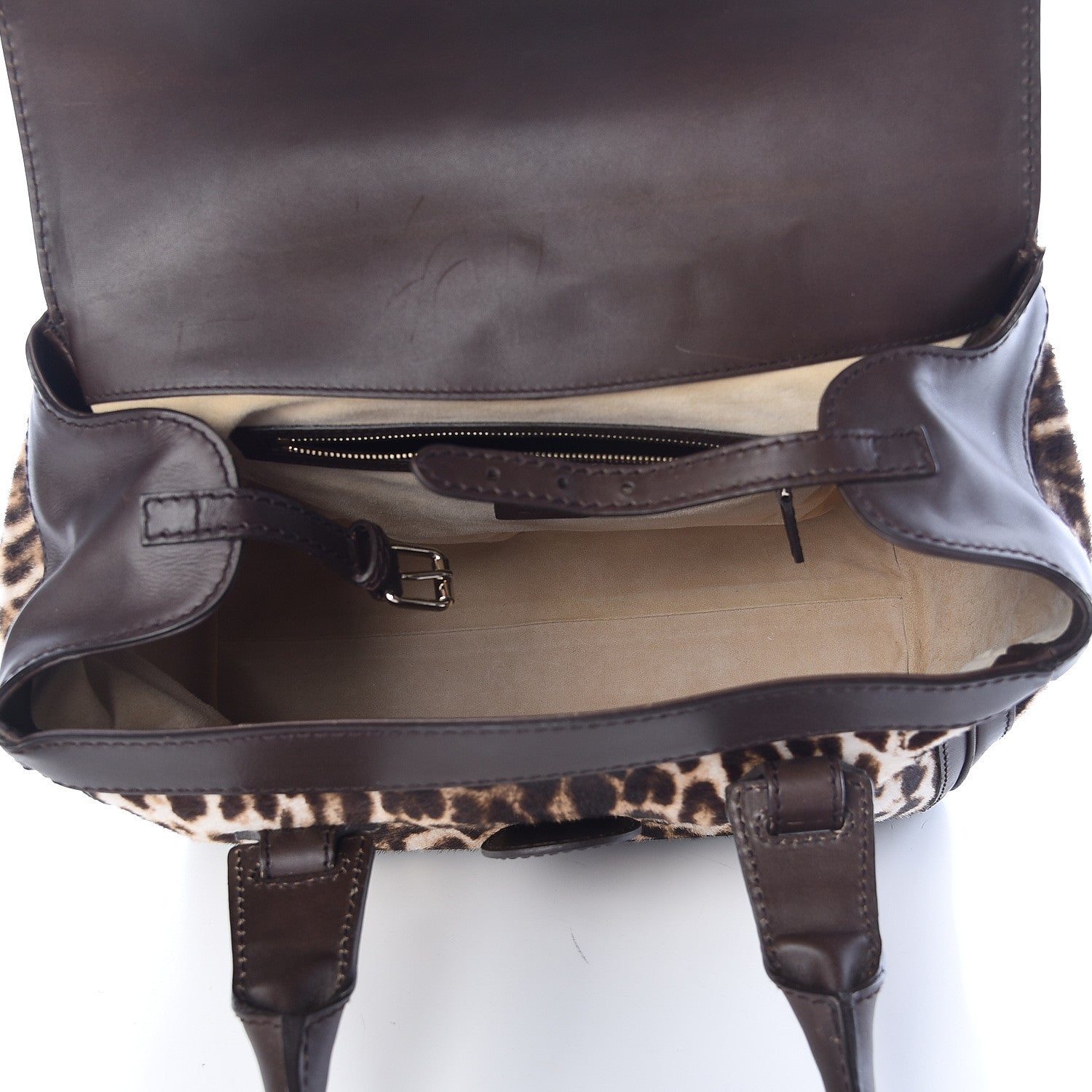 Gucci Calf Hair Leopard Print Medium Heritage Boston Bag Brown 5 of 10