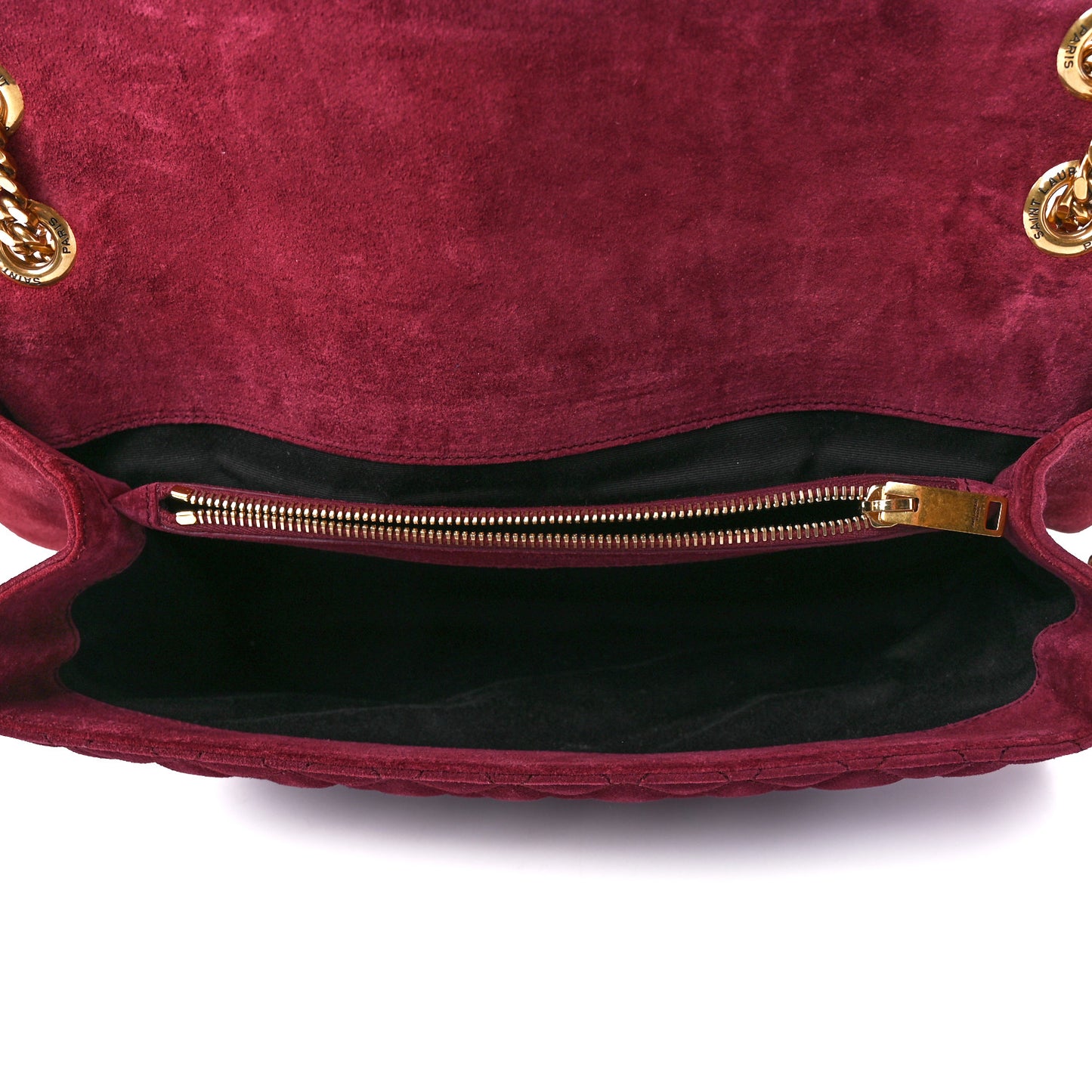Suede Mixed Matelasse Tri-Quilt Large Monogram Envelope Satchel Red