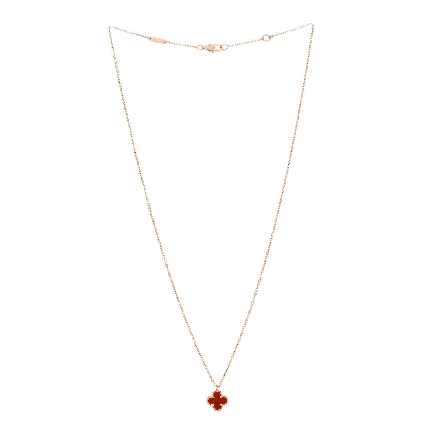 Van Cleef & Arpels 18K Rose Gold Carnelian Sweet Alhambra Pendant Necklace 2 of 4