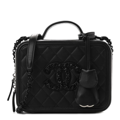 Chanel Lambskin Quilted Medium CC Filigree Vanity Case Black 1 of 10