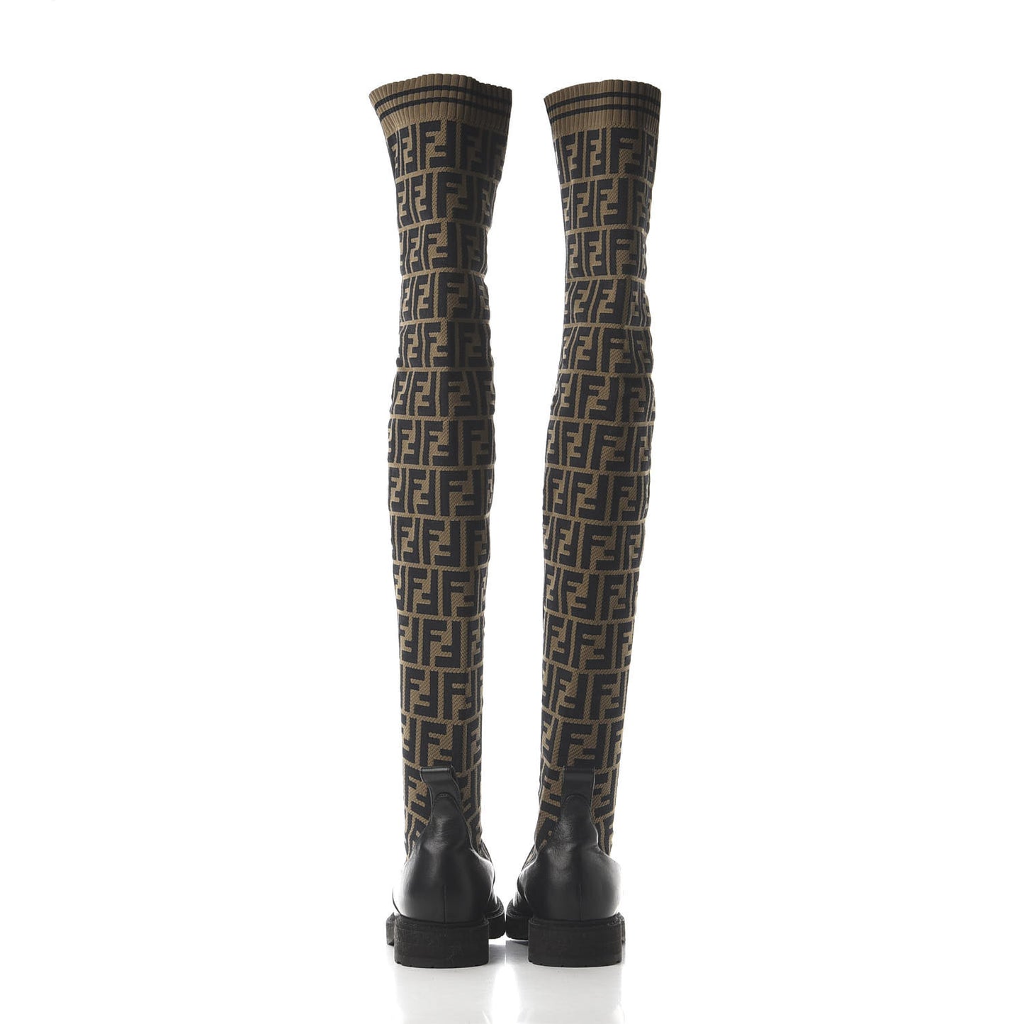Nappa Microfiber Fabric FF Rockoko Thigh High Boots 37.5 Black Tobacco