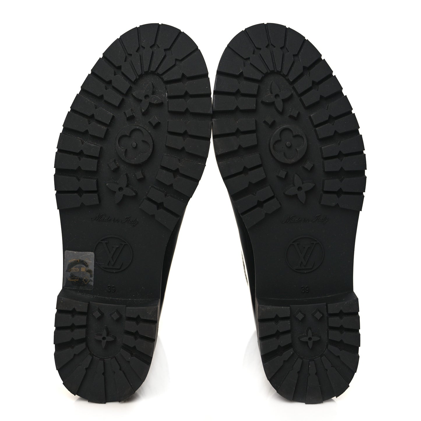 Rubber Embossed Monogram Drops Flat Half Boots 39 Black