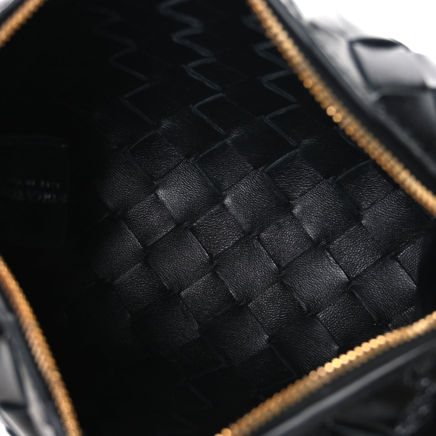 Polished Nappa Intrecciato Metallic Knot Mini Loop Camera Bag Black