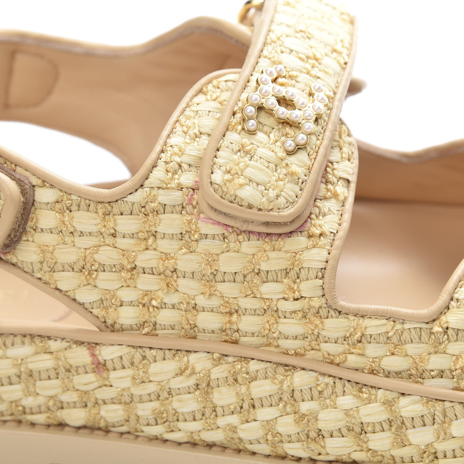 Chanel Braided Fabric Velcro Dad Sandals 39.5 Beige 11 of 12