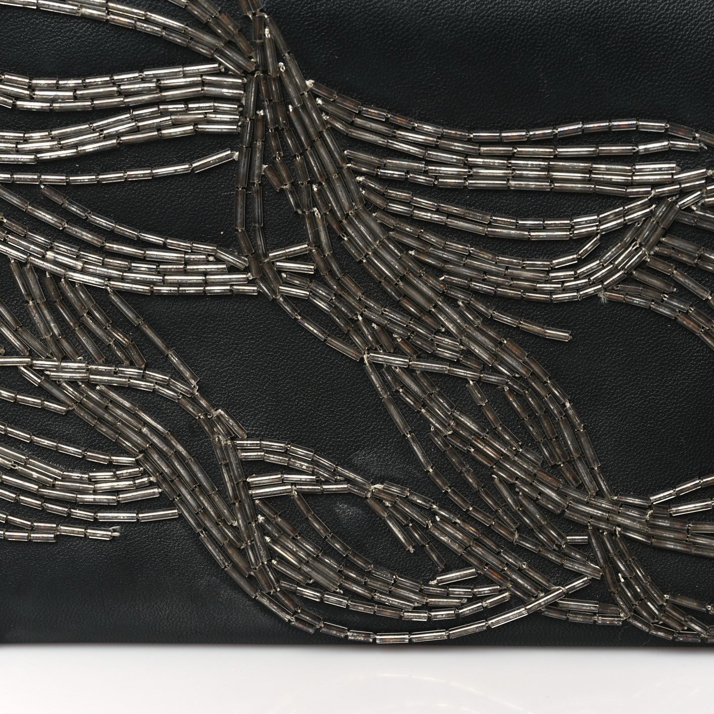 Calfskin Embellished Knuckle Flat Clutch Clutch Black