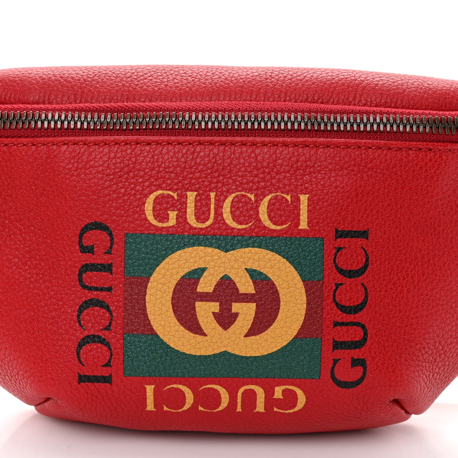 Gucci Grained Calfskin Small Logo Belt Bag Hibiscus Red 8 of 10
