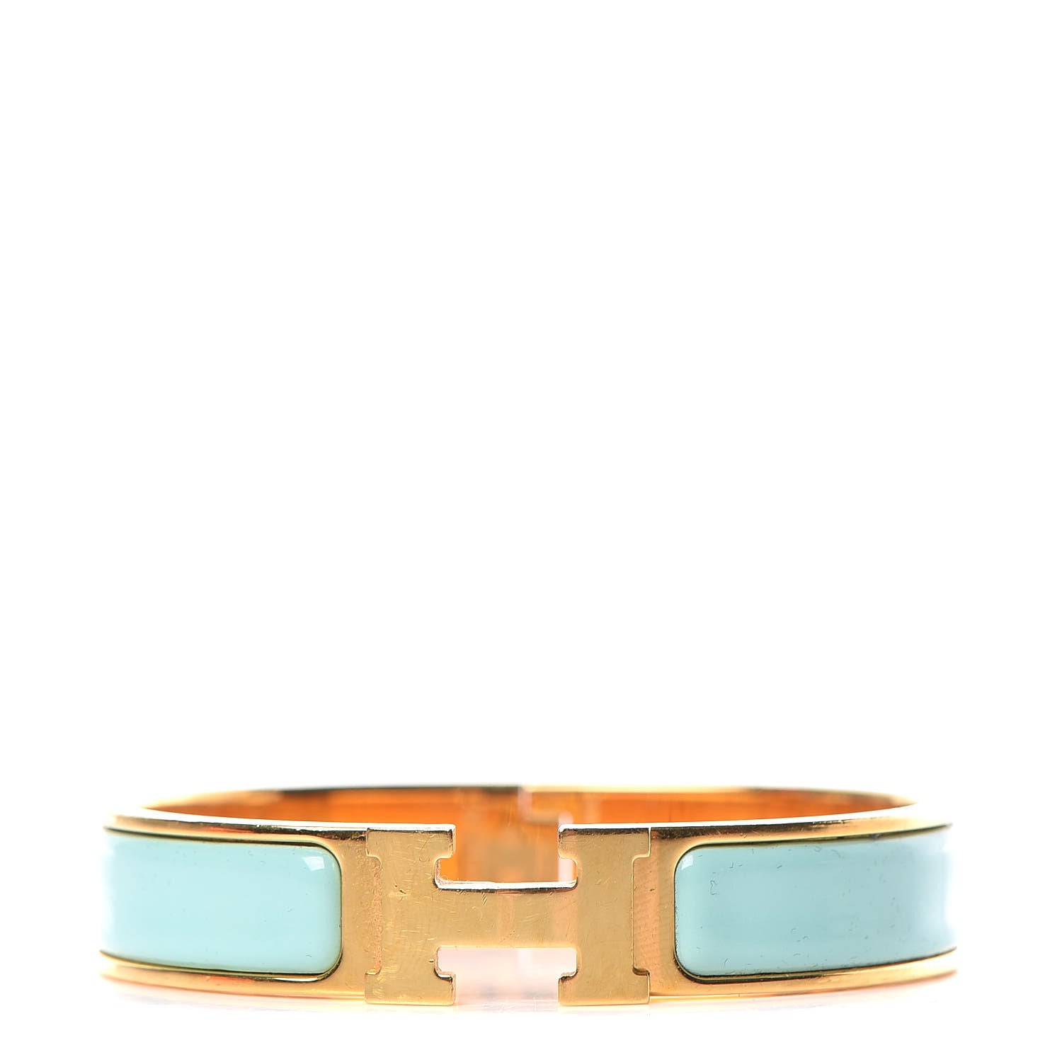 Hermes Enamel Narrow Clic Clac H Bracelet Bleu Atoll 1 of 5
