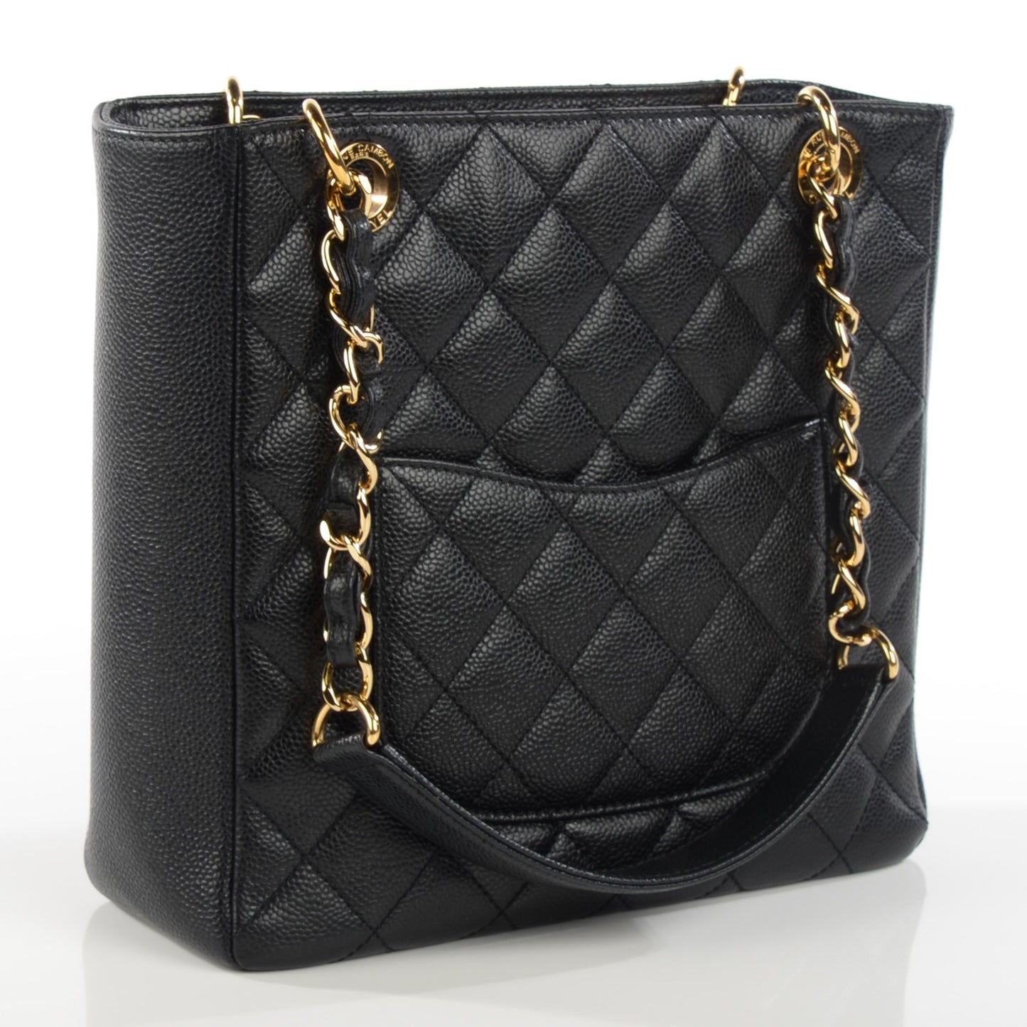 Caviar Quilted Petit Shopping Tote PST Black