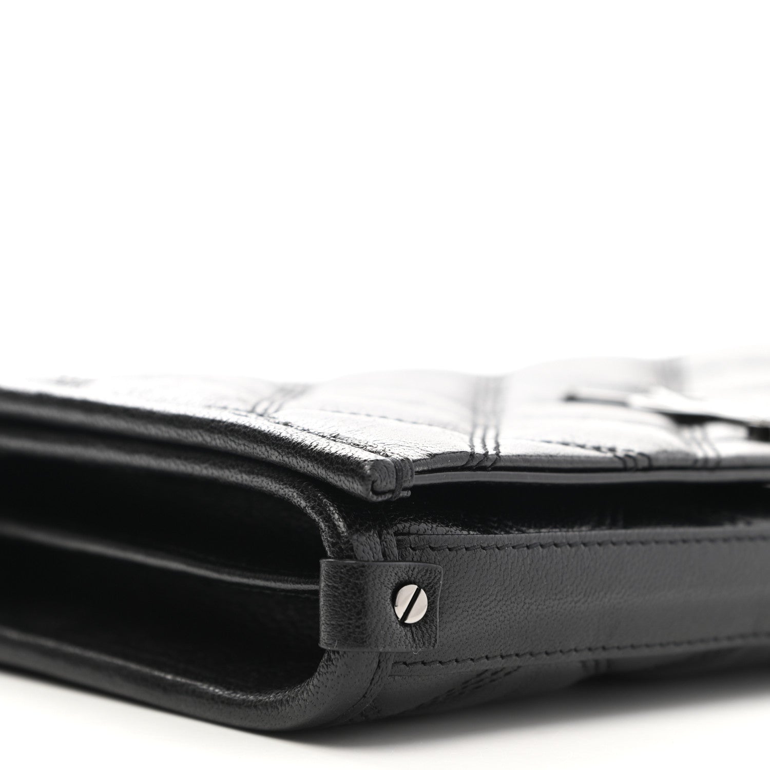 Saint Laurent Lambskin Diamond Quilted Becky Chain Wallet Black 5 of 9