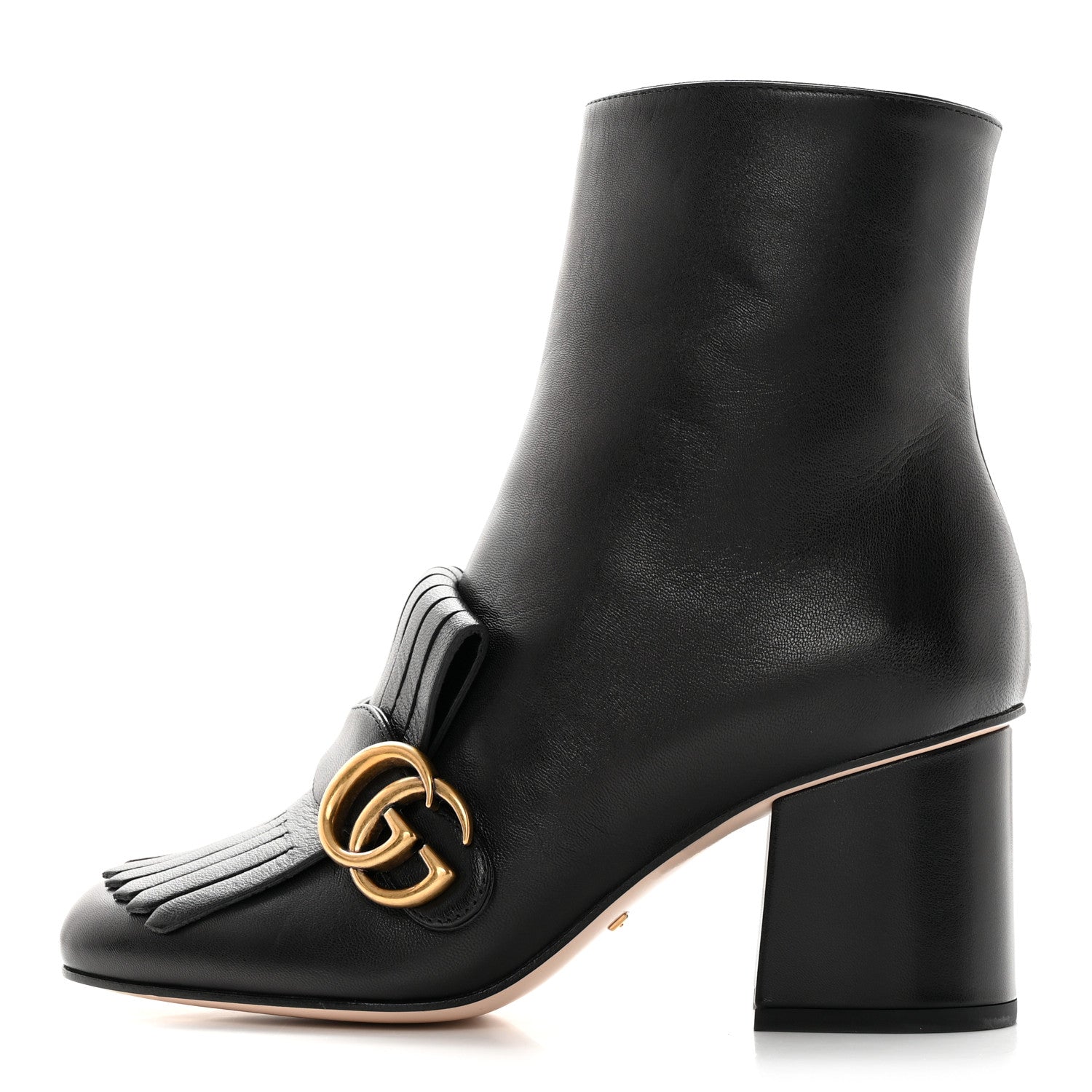 Gucci Malaga Kid GG Marmont Fringe 75mm Ankle Boots 36.5 Black 1 of 12