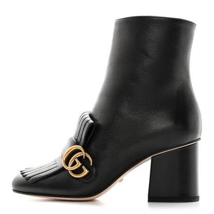 Gucci Malaga Kid GG Marmont Fringe 75mm Ankle Boots 36.5 Black 1 of 12