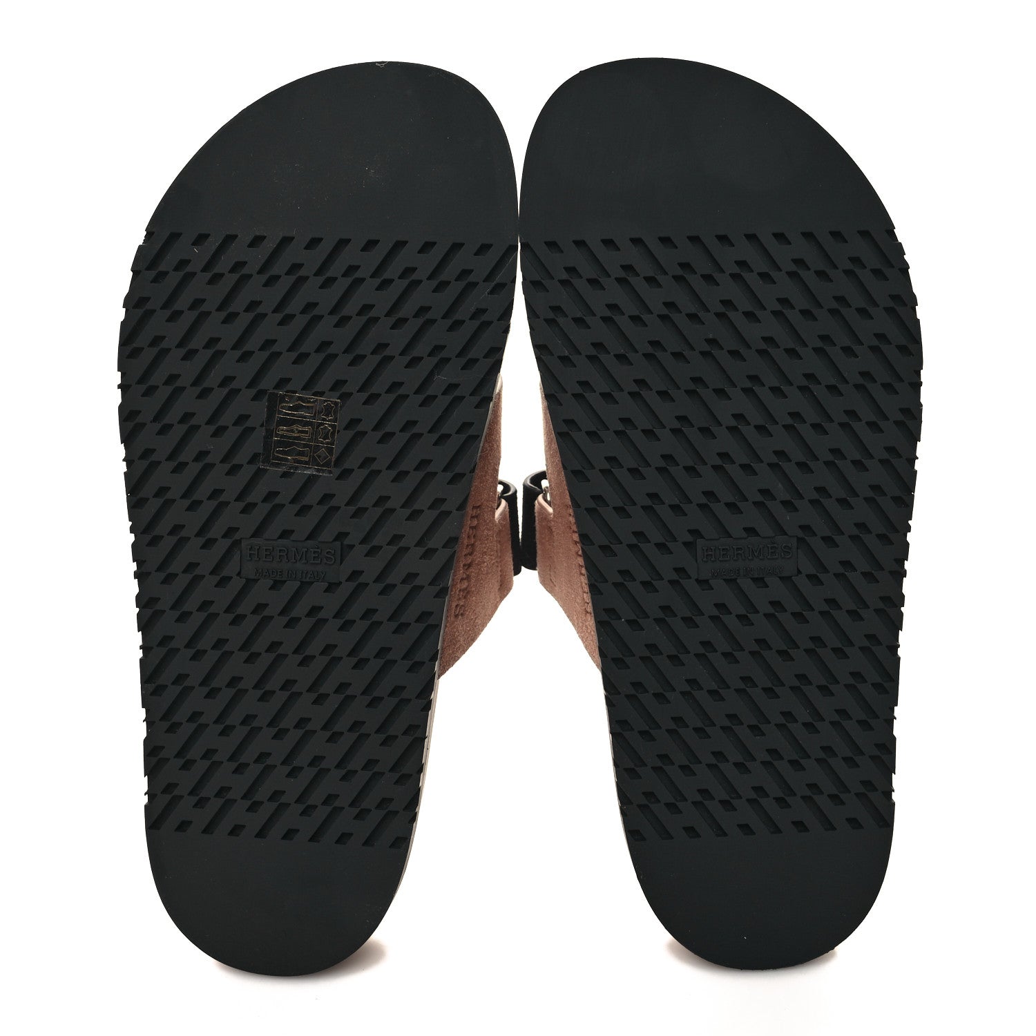 Hermes Suede Goatskin Womens Chypre Sandals 37 Rose Perle Black 5 of 9