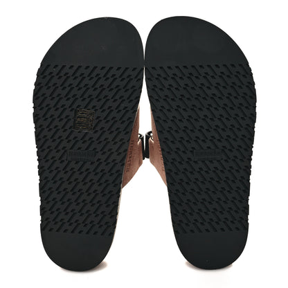 Hermes Suede Goatskin Womens Chypre Sandals 37 Rose Perle Black 5 of 9
