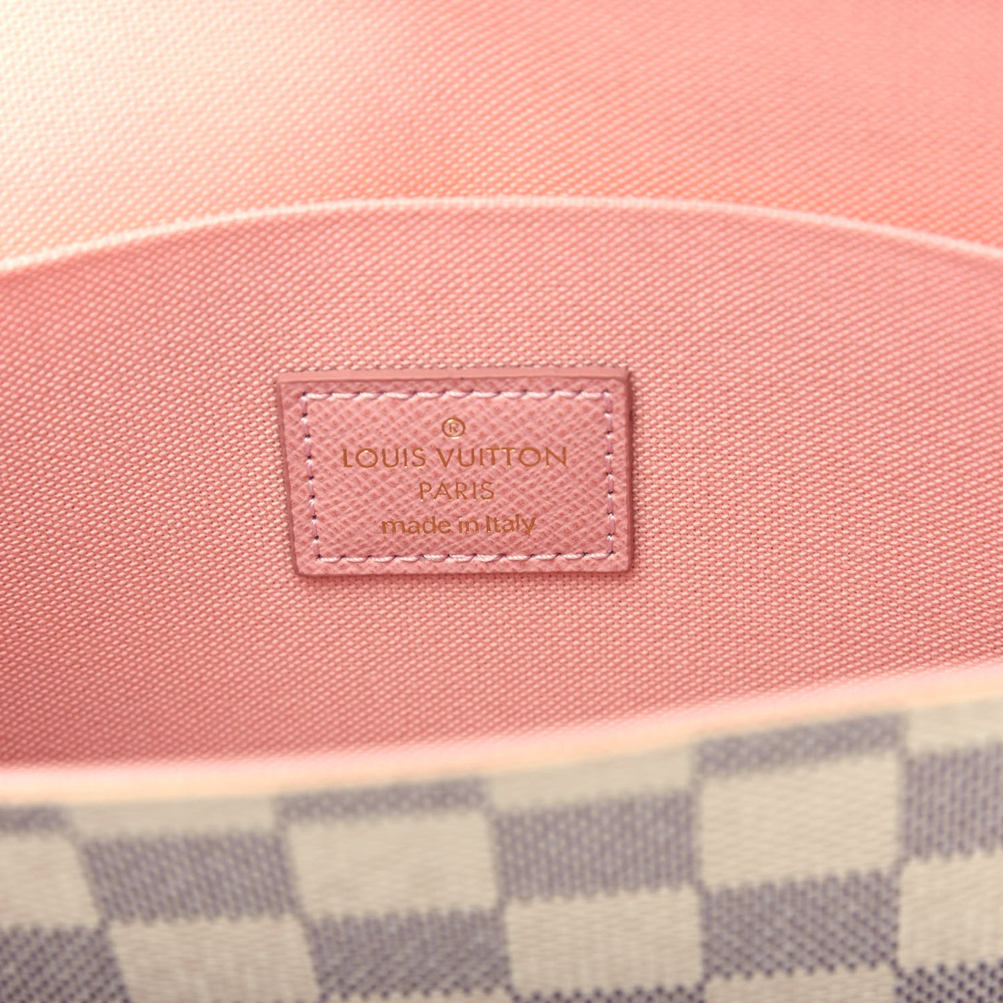 Damier Azur Pochette Felicie Chain Wallet Rose Ballerine