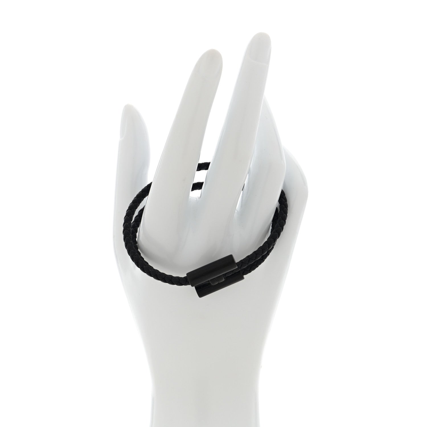 Hermes Swift Double Wrap Cord Tournis Tresse Bracelet Black 2 of 4