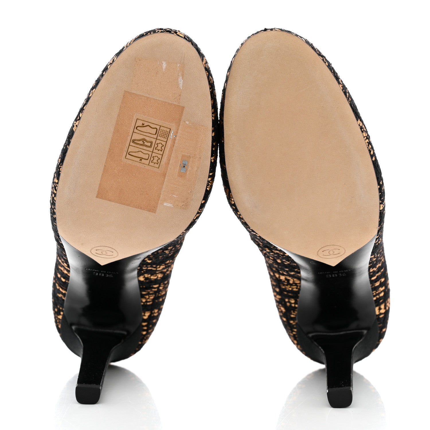 Chanel Tweed CC Pumps 38.5 Black Gold 5 of 9