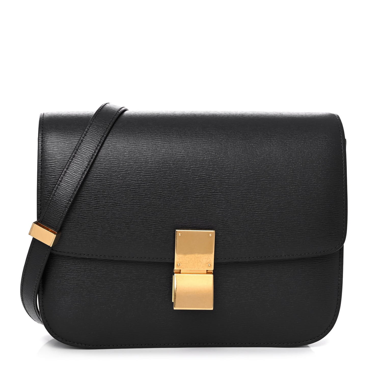 Liege Calfskin Medium Classic Box Flap Bag Black