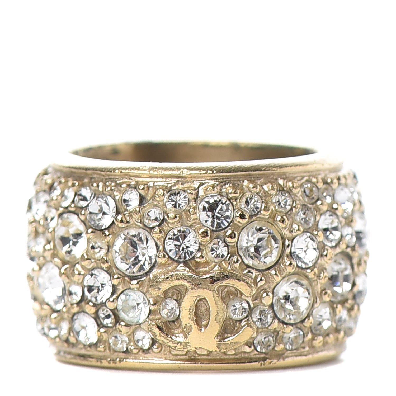 Chanel Crystal CC Ring 6.5 Gold 1 of 5