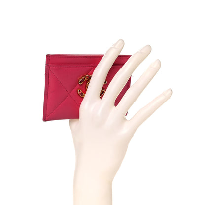 Chanel Shiny Goatskin Quilted 19 Card Holder Dark Pink 2 of 13