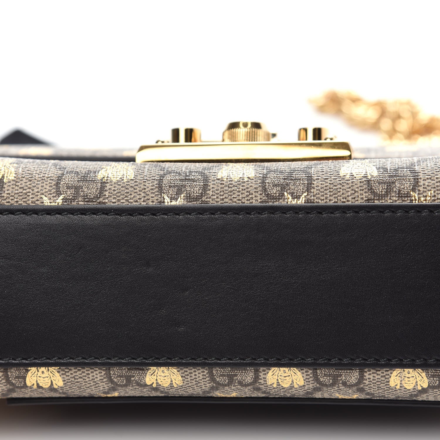 Gucci GG Supreme Monogram Bees Small Padlock Shoulder Bag Black 11 of 13