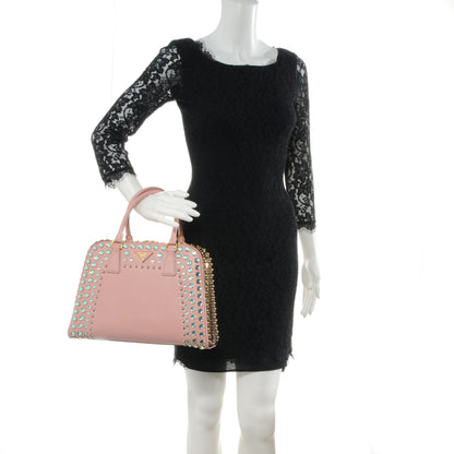 Prada Saffiano Crystal Pyramid Bag Cerniera Orchidea Granato 2 of 8