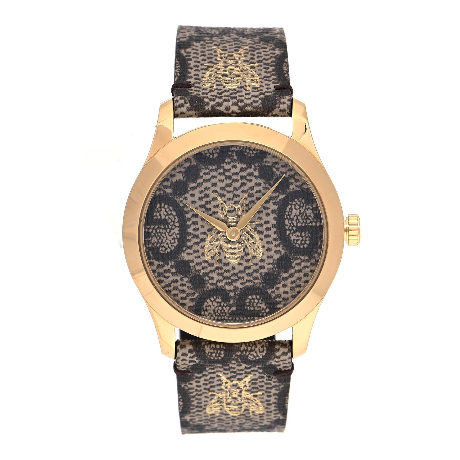 Gucci Stainless Steel Canvas 38mm G-Timeless GG Supreme Bee Quartz Watch Brown 1 of 5