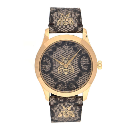 Gucci Stainless Steel Canvas 38mm G-Timeless GG Supreme Bee Quartz Watch Brown 1 of 5