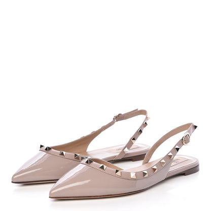 Valentino Garavani Patent Rockstud Slingback Flats 38 Poudre 3 of 9