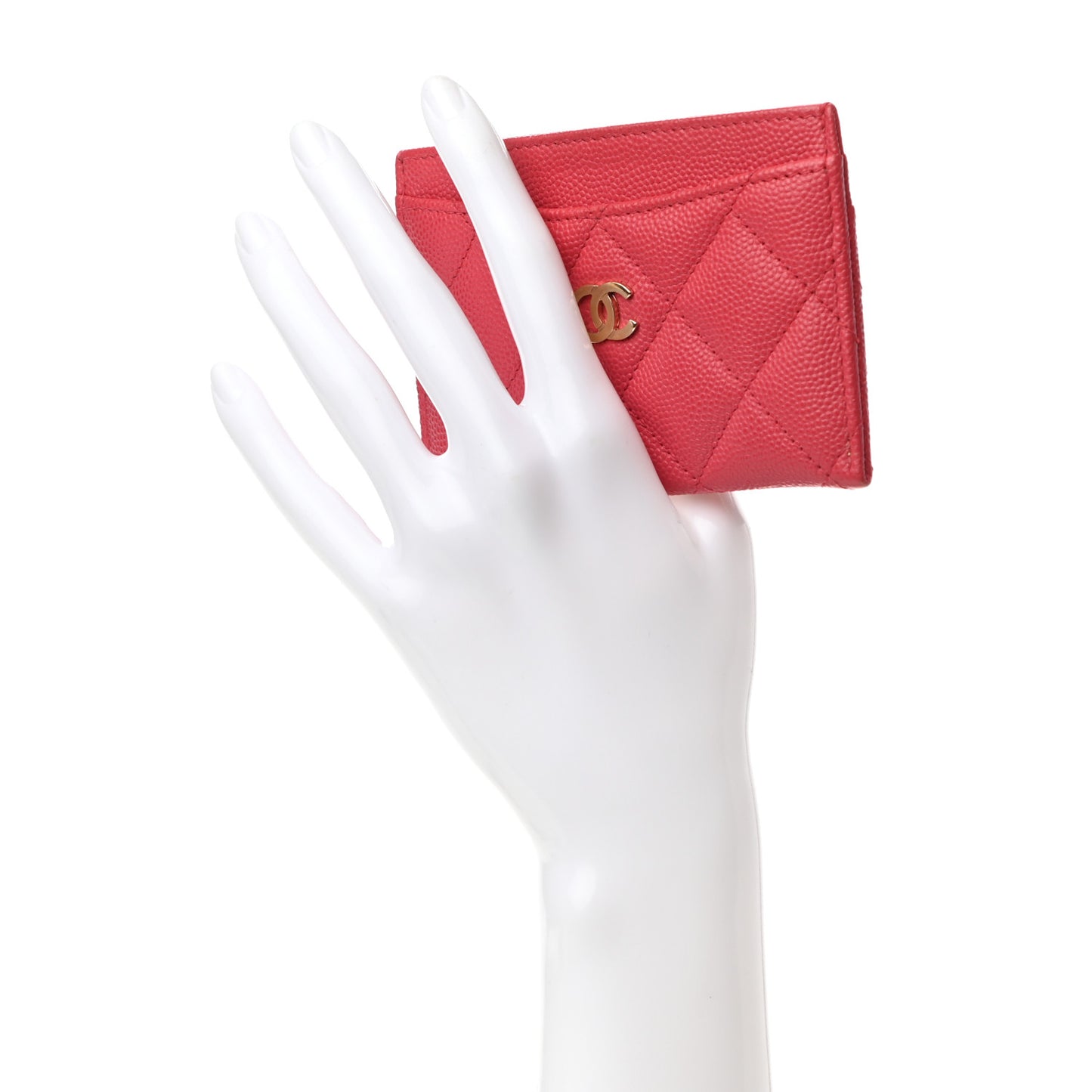 Caviar Quilted Card Holder Red