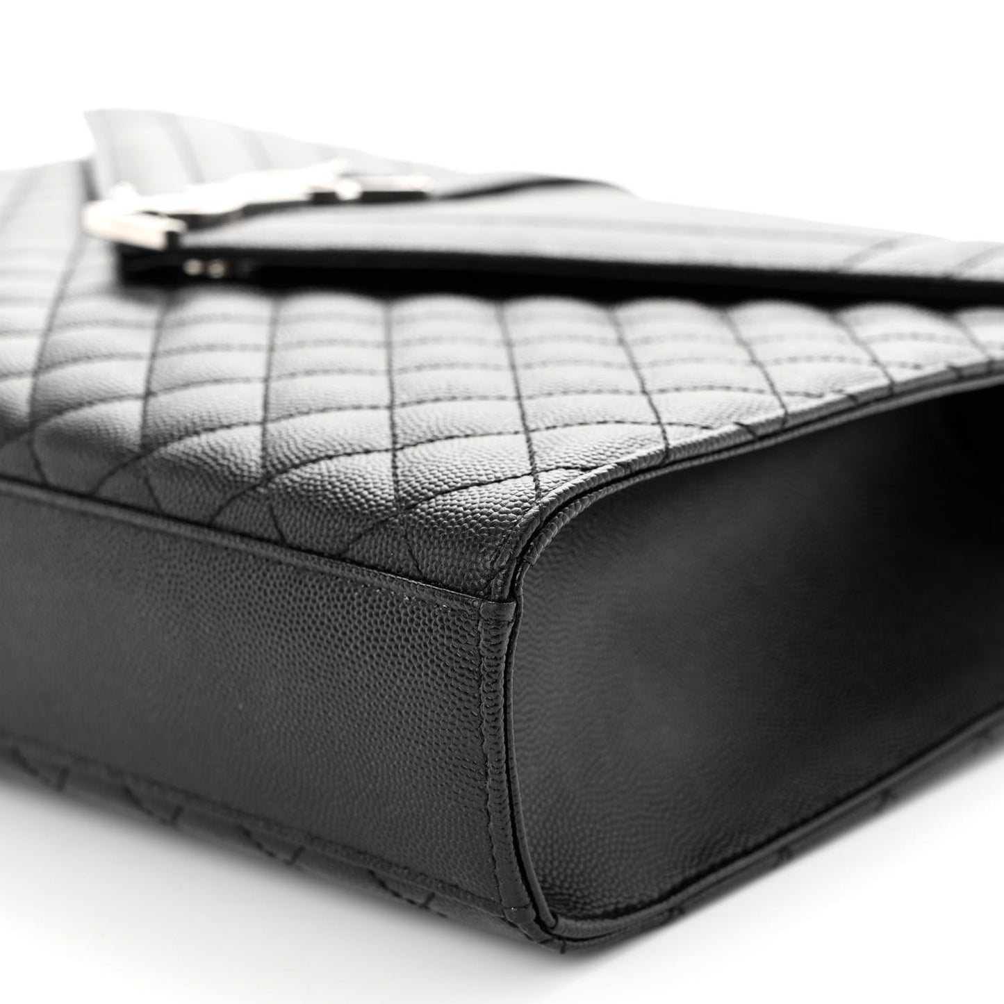 Grain De Poudre Textured Mixed Matelasse Large Triquilt Monogram Satchel Black
