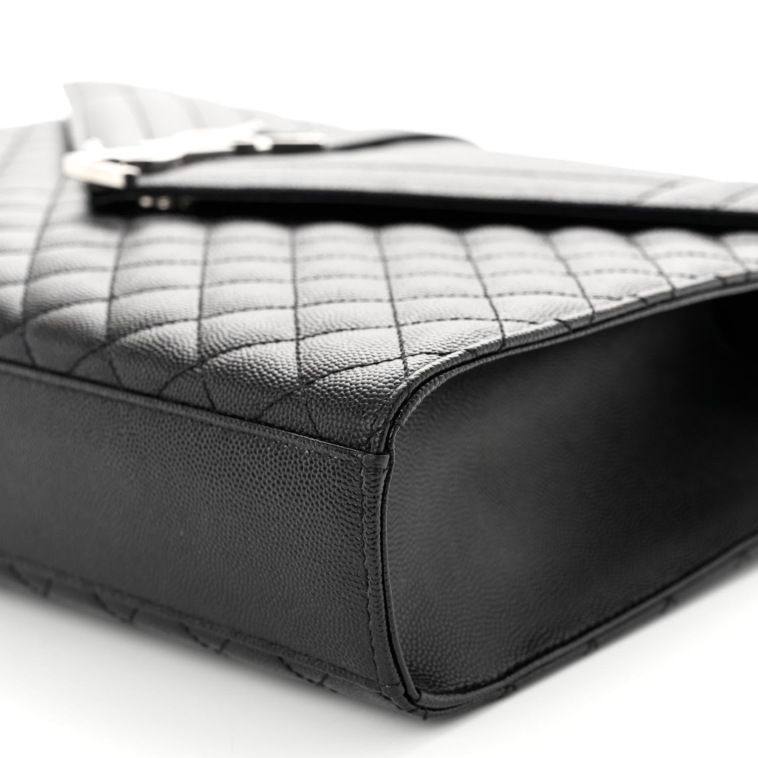 Saint Laurent Grain De Poudre Textured Mixed Matelasse Large Triquilt Monogram Satchel Black 9 of 10