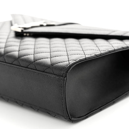 Saint Laurent Grain De Poudre Textured Mixed Matelasse Large Triquilt Monogram Satchel Black 9 of 10