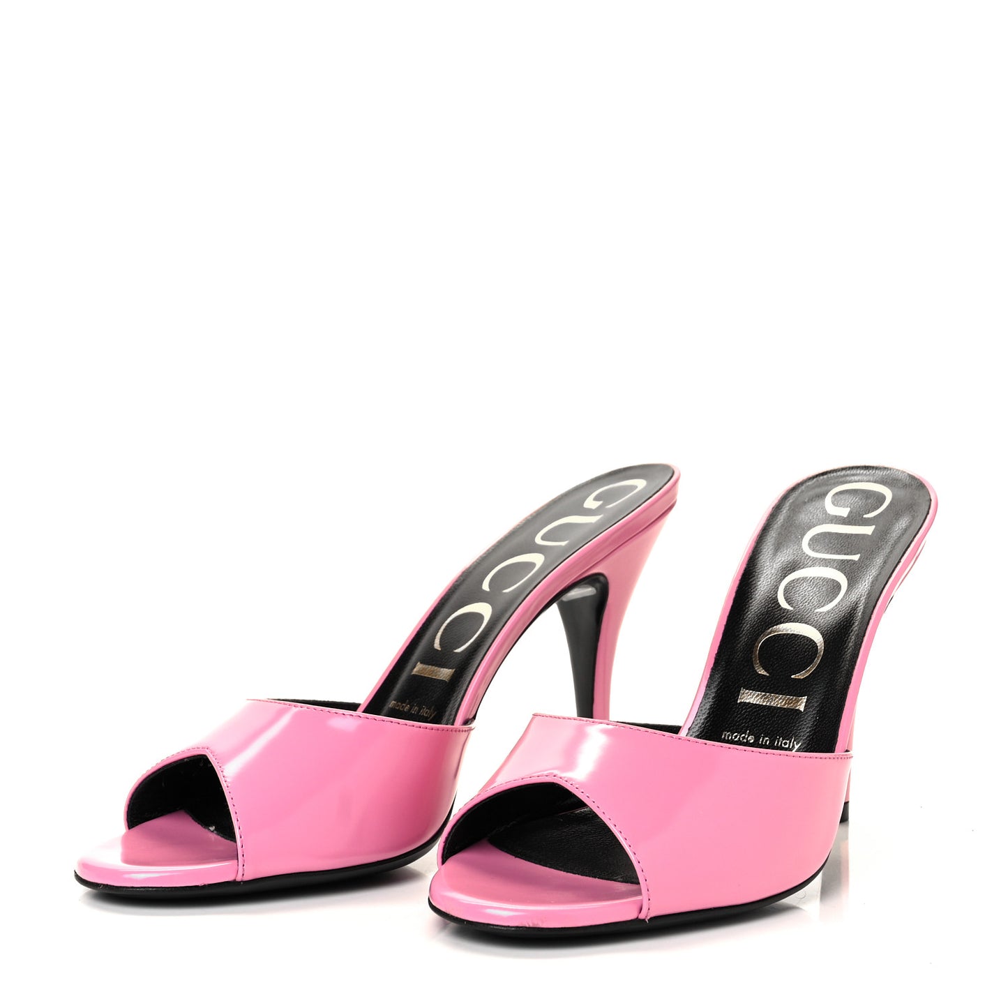 Patent Calfskin High Heel Slides 37 Pink Plexi