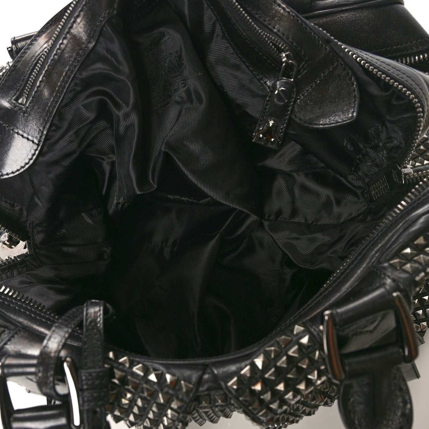 Prorsum Calfskin Studded Knight Satchel Black