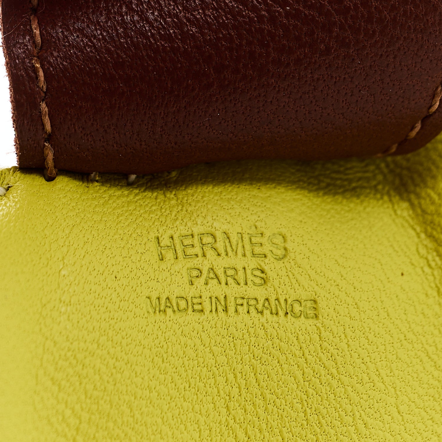 Hermes Milo Lambskin Grigri Rodeo Horse Bag Charm MM Lime Menthe Fauve 3 of 4