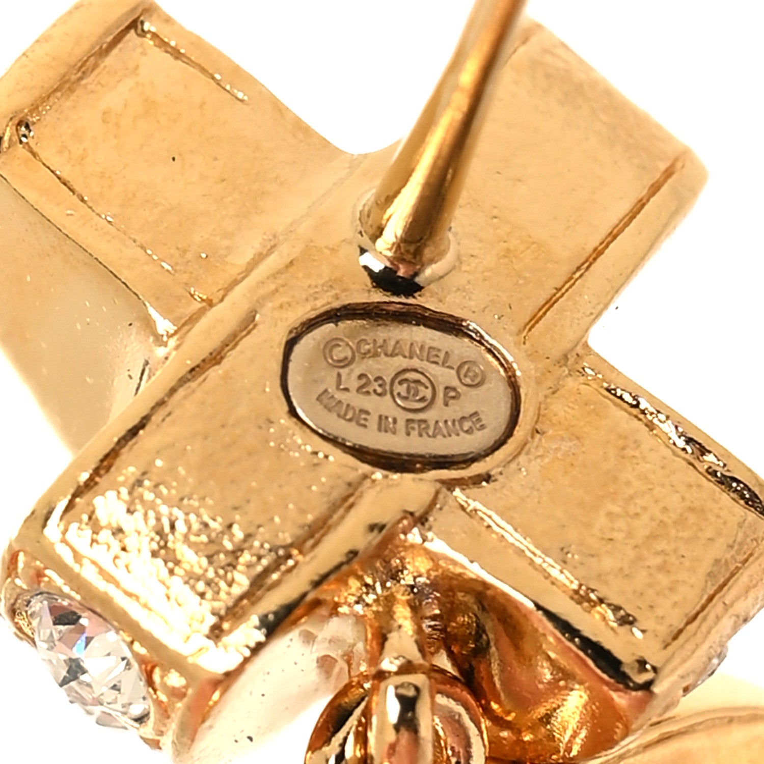 Chanel Crystal CC X Drop Earrings Gold 4 of 5