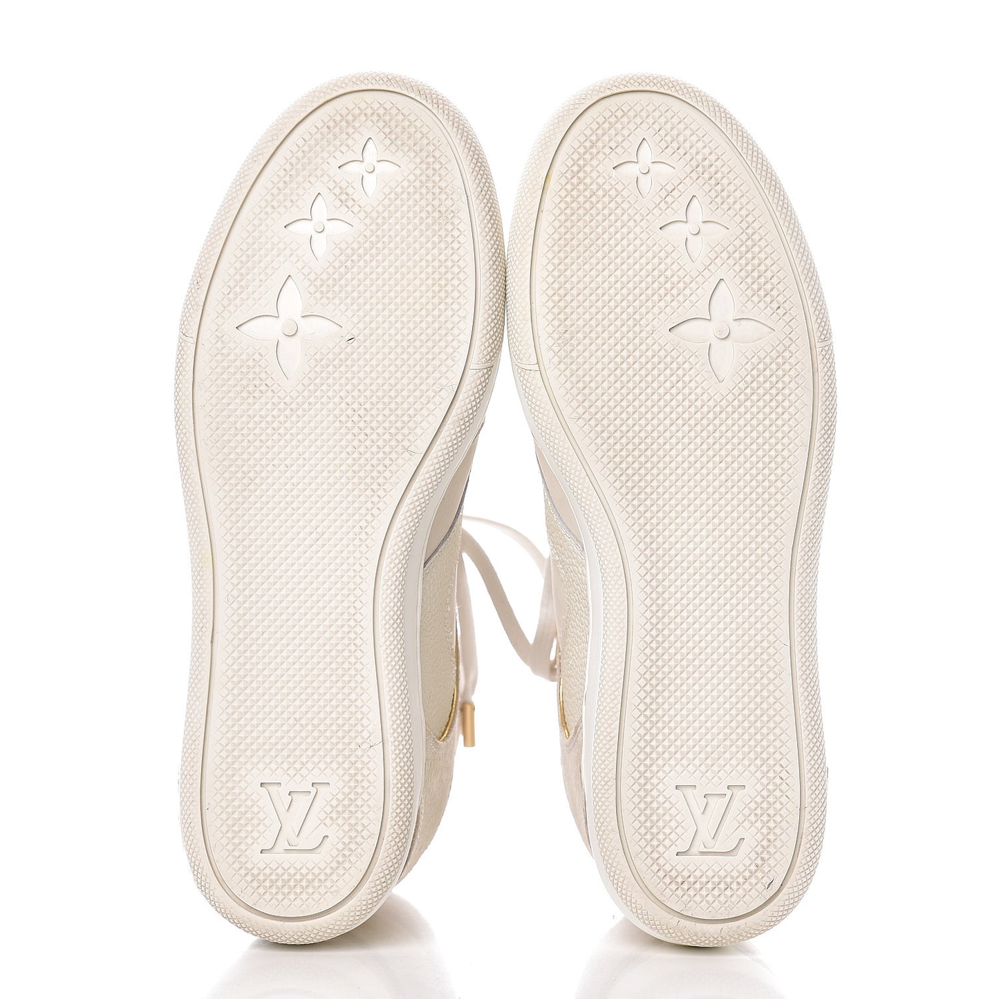 Calfskin Suede Monogram Cliff Top Wedge Sneakers 38 Ivory