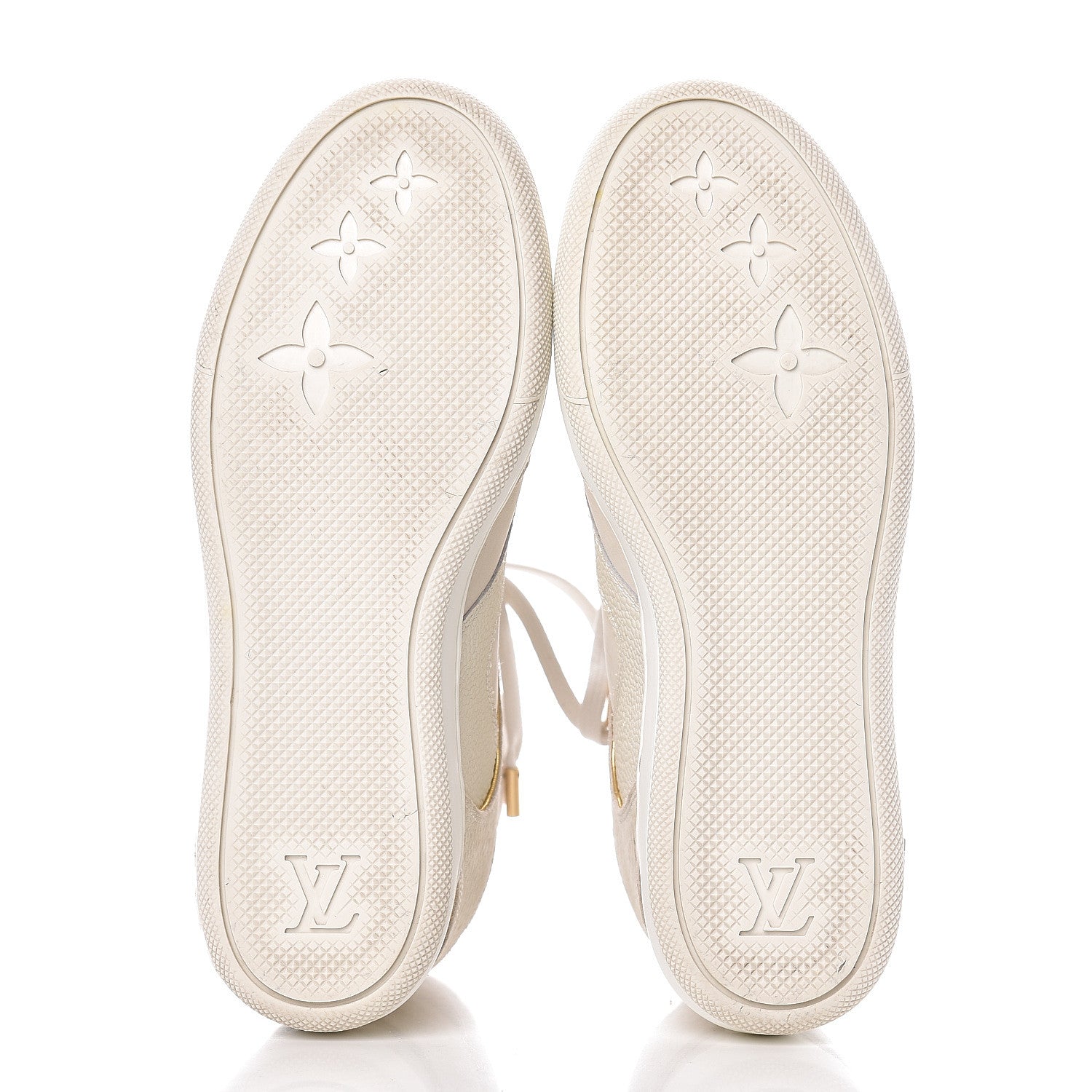 Louis Vuitton Calfskin Suede Monogram Cliff Top Wedge Sneakers 38 Ivory 6 of 14