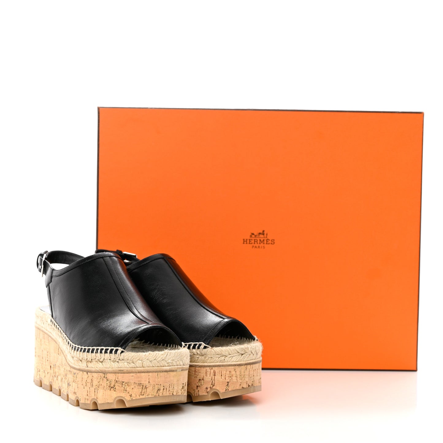 Goatskin Envie 30 Espadrille Wedge Sandals 36 Black