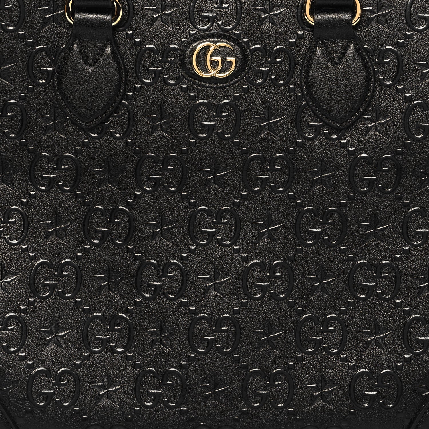 Gucci Wonka Grain Calfskin GG Monogram Star Embossed Medium GG Tote Black 8 of 10