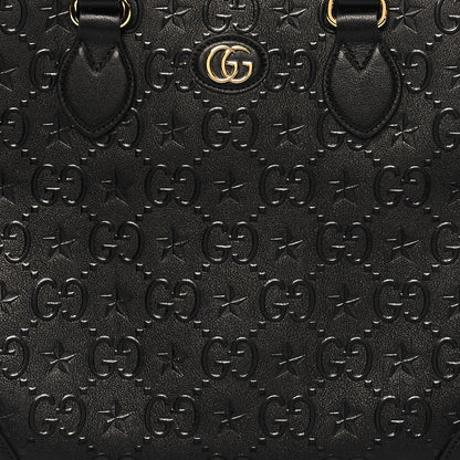 Gucci Wonka Grain Calfskin GG Monogram Star Embossed Medium GG Tote Black 8 of 10