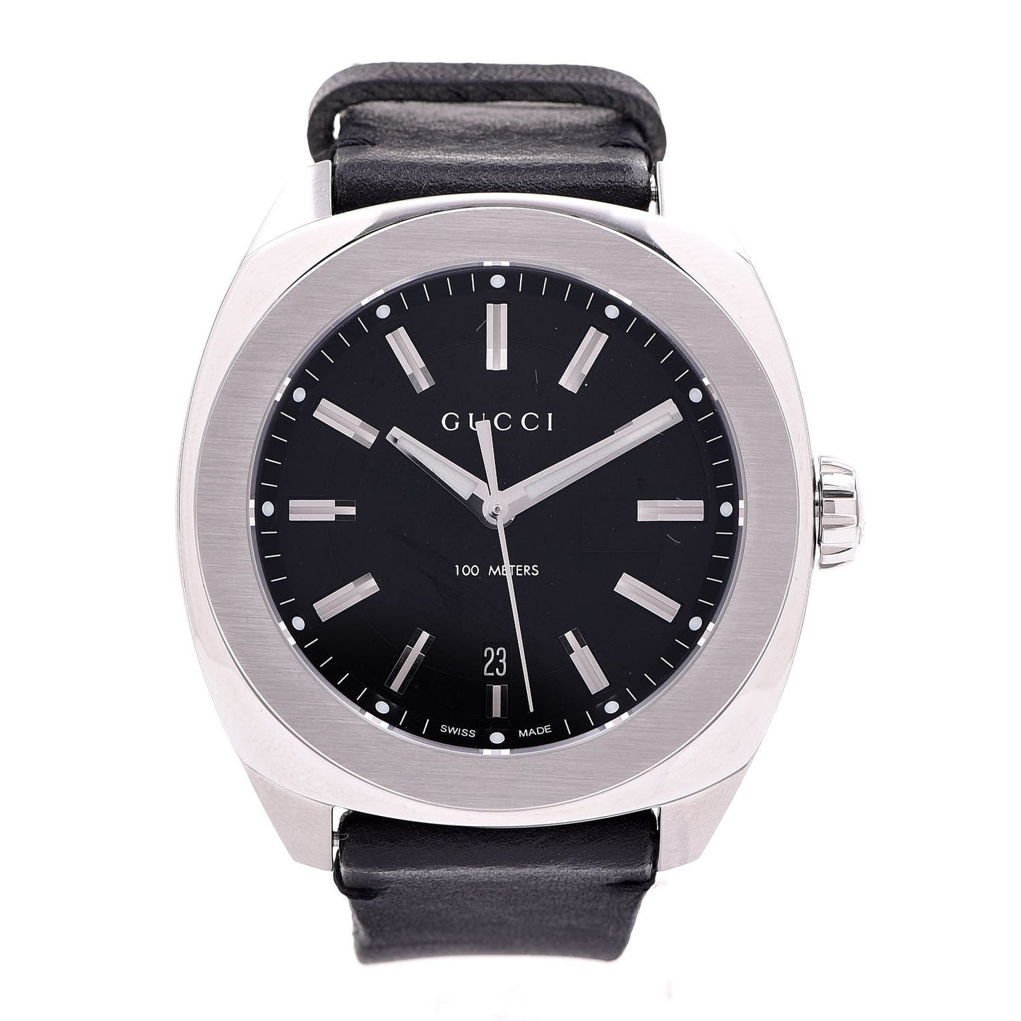 Stainless Steel Calfskin 44mm GG2570 Toscano Quartz Watch Black