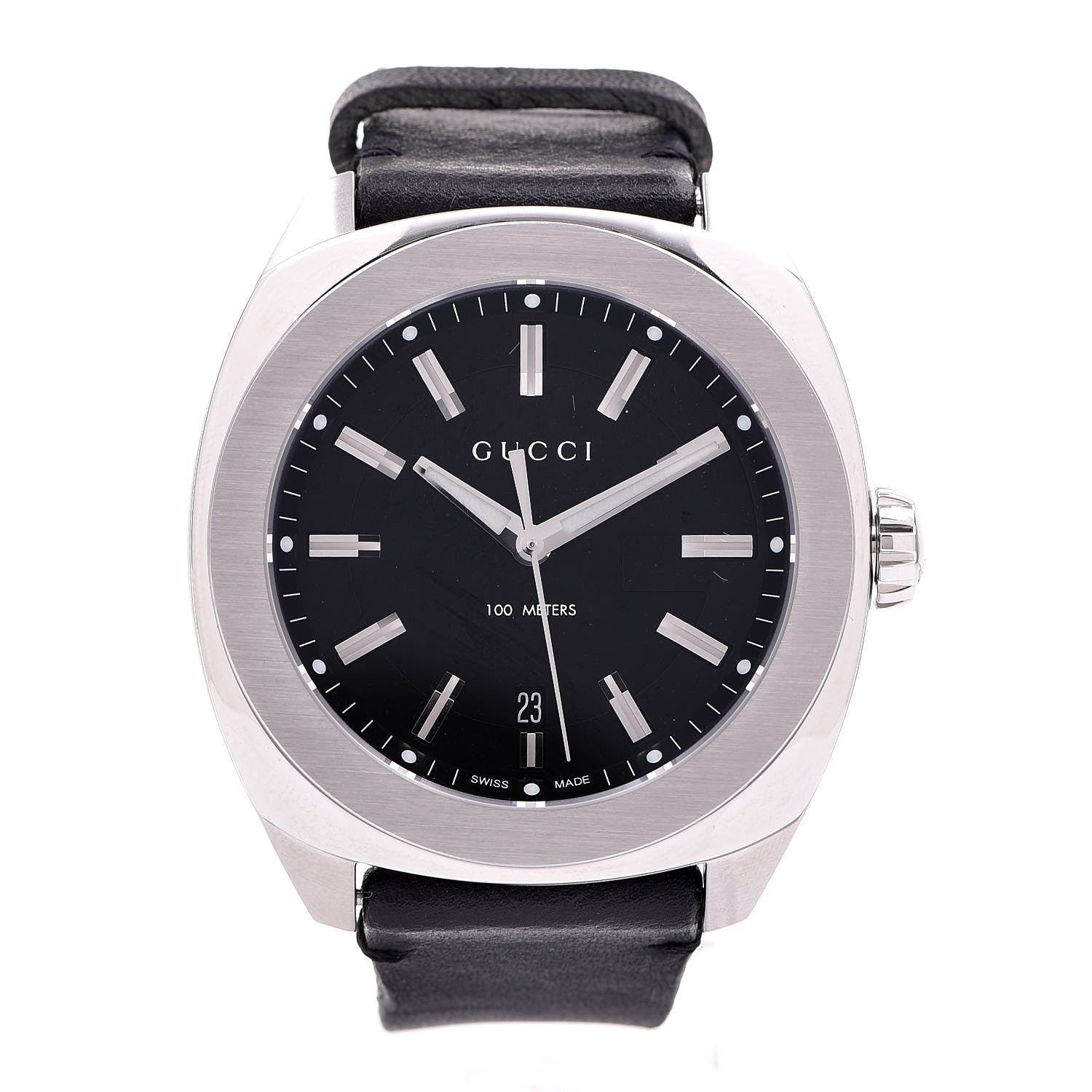 Gucci Stainless Steel Calfskin 44mm GG2570 Toscano Quartz Watch Black 1 of 8
