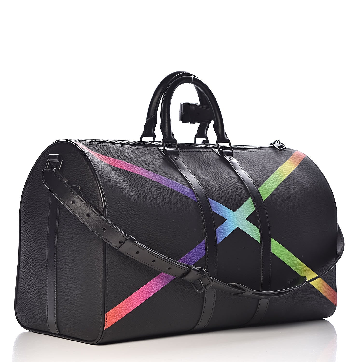 Louis Vuitton Taiga Rainbow Keepall Bandouliere 50 Black 3 of 15
