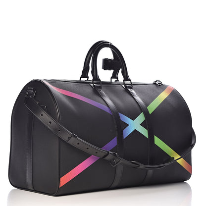 Louis Vuitton Taiga Rainbow Keepall Bandouliere 50 Black 3 of 15