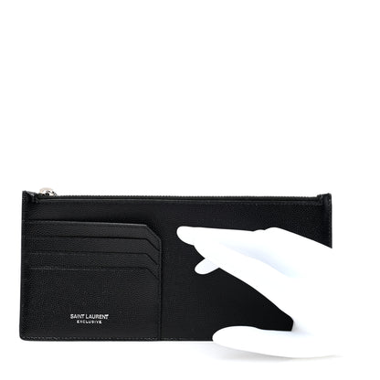 Saint Laurent Grained Calfskin Zip Pouch Tech Card Holder Black 2 of 6
