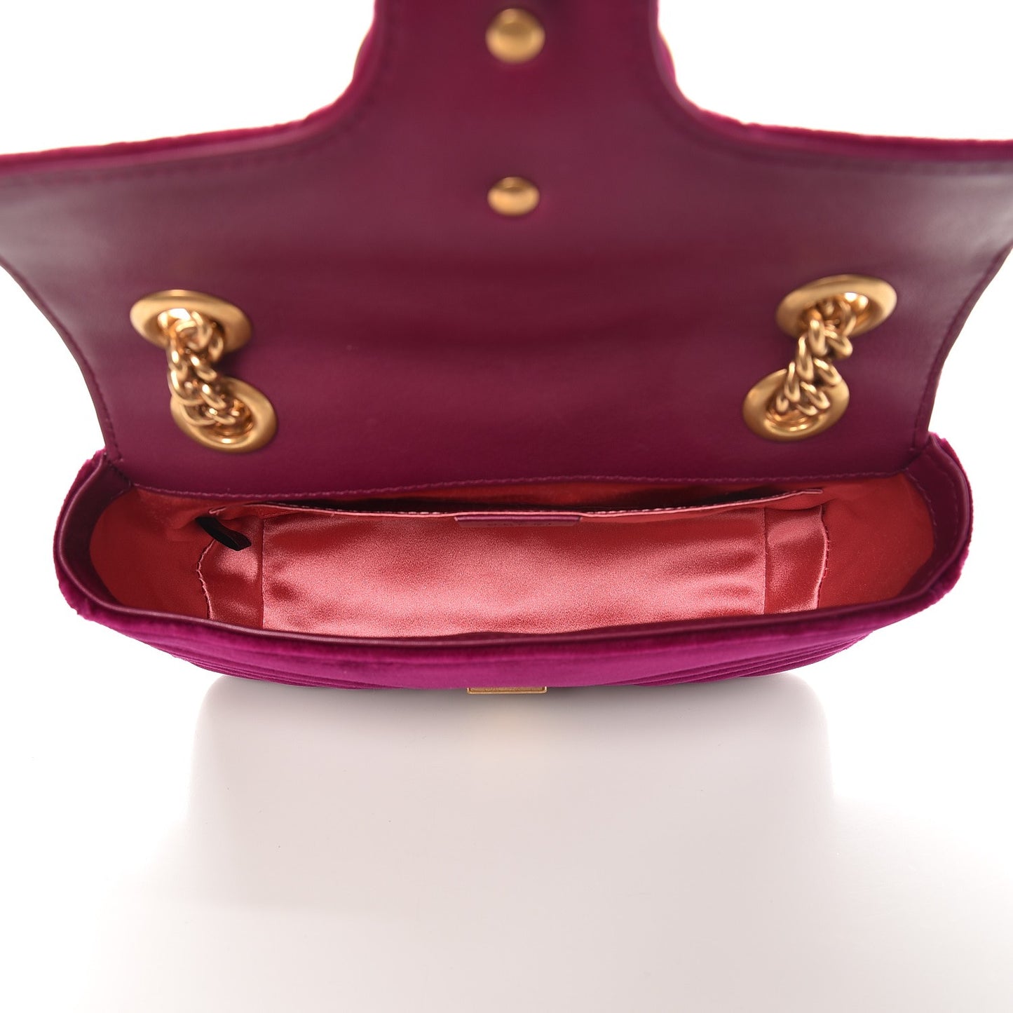 Velvet Matelasse Mini GG Marmont Shoulder Bag Fuchsia Violet Cyclamen