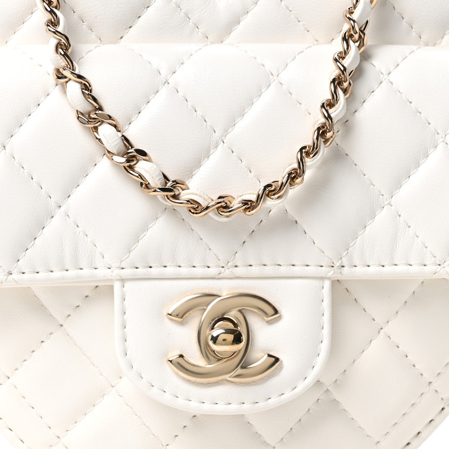 Lambskin Quilted CC In Love Heart Bag White