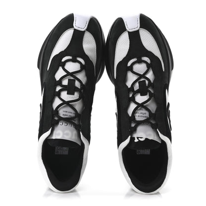 Gucci Technical Knit Fabric Suede Calfskin Mens Gucci Run Sneakers 11.5 Black White 2 of 9