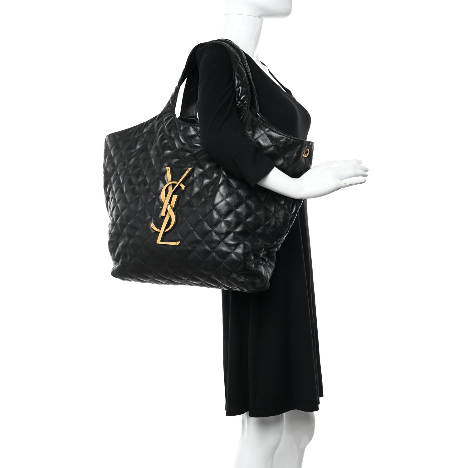 Saint Laurent Lambskin Quilted Maxi Icare Shopping Tote Black 2 of 11